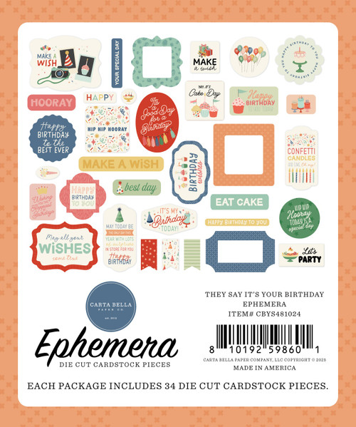 3 Pack - Carta Bella Ephemera-They Say It's Your Birthday - 5A003D6W-1H9GP