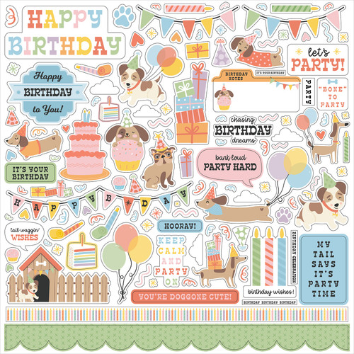 Echo Park Cardstock Elements Stickers 12"X12"-Party Animal - 5A003D50-1H9F3 - 810192597345
