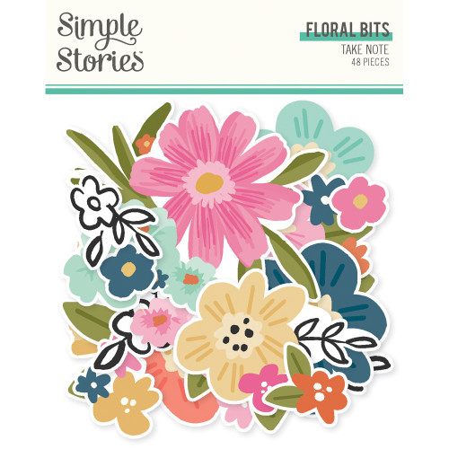 Simple Stories Floral Bits & Pieces Die Cuts 48/Pkg-Take Note - 5A003CQ5-1H91D - 810191521921