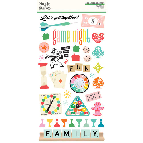 3 Pack - Simple Stories Chipboard Stickers 6"x12" 39/pkg-Game Night - 5A003CPD-1H92H - 810191522539