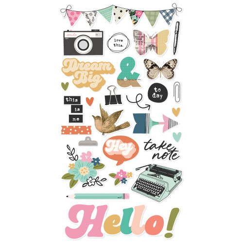 3 Pack - Simple Stories Chipboard Stickers 6"x12" 28/pkg-Take Note - 5A003CPW-1H92Z