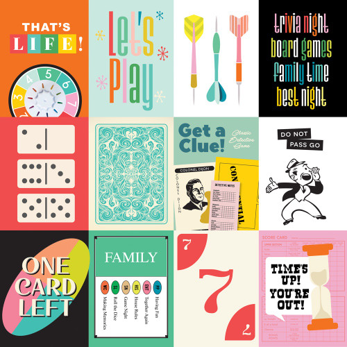 25 Pack - Simple Stories Game Night Double-Sided Cardstock 12"x12"-3X4 Month Elements - 5A003CS2-1H924