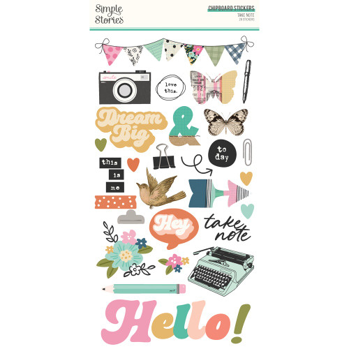 Simple Stories Chipboard Stickers 6"x12" 28/pkg-Take Note - 5A003CPW-1H92Z - 810191521891