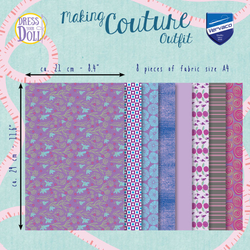 DRESS YOUR DOLL Fabric Assortment for Sewing DIY Doll Clothes Making Kit Purple Patterned Craft Fabric Squares 11.6" x 8.4" Set of 8 Creative Kit Sewing Supplies for Fashion Doll Clothes DRESS YOUR DOLL Fabric Assortment for Sewing DIY Doll Clothes Making Kit Purple Patterned Craft Fabric Squares 11.6" x 8.4" Set of 8 Creative Kit Sewing Supplies for Fashion Doll Clothes