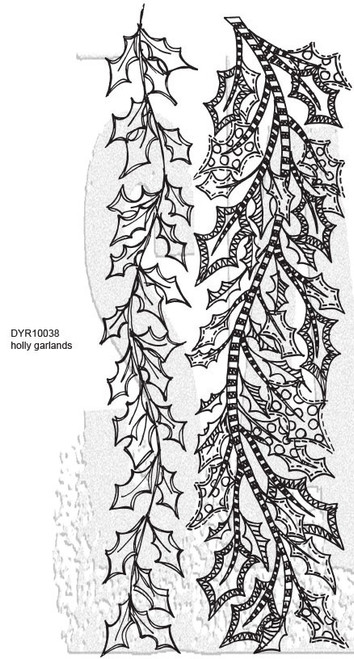 Dyan Reaveley's Dylusions Cling Stamp Collections 8.5"X7"-Holly Garlands - 5A003FZZ-1H9VP - 732388246533