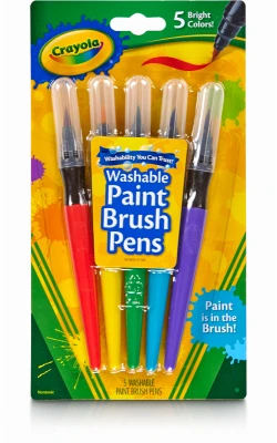 Crayola Project Paintbrush Pens 5/Pkg-Assorted Colors - 5A0035ZS-1H790 - 071662062019