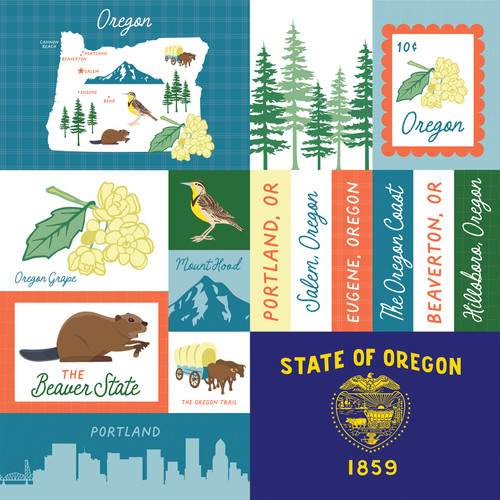 25 Pack - Echo Park Our United States Cardstock 12"X12"-Oregon - 5A003HYV-1HD70