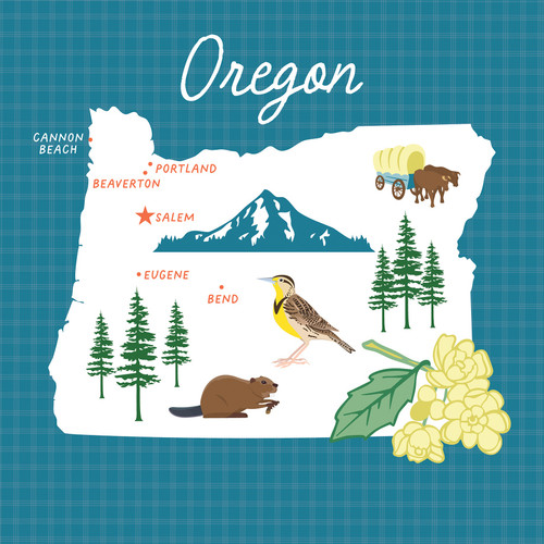 25 Pack - Echo Park Our United States Cardstock 12"X12"-Oregon - 5A003HYV-1HD70