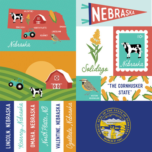 25 Pack - Echo Park Our United States Cardstock 12"X12"-Nebraska - 5A003HYV-1HD71