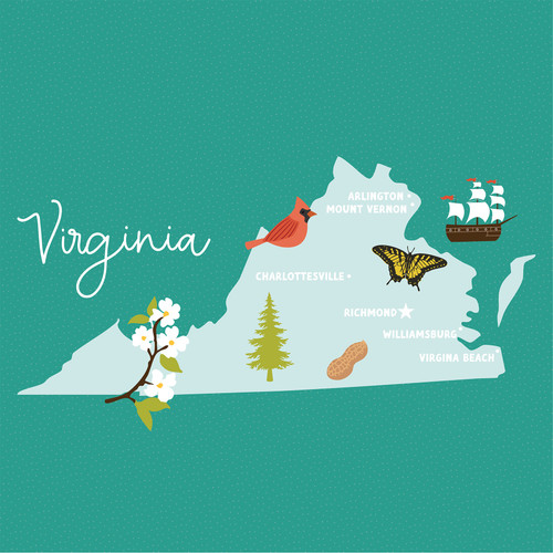 25 Pack - Echo Park Our United States Cardstock 12"X12"-Virginia - 5A003HYV-1HD84