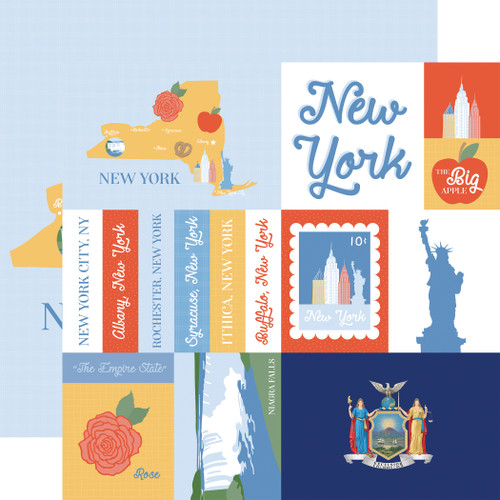 25 Pack - Echo Park Our United States Cardstock 12"X12"-New York - 5A003HYV-1HD74 - 810208641536