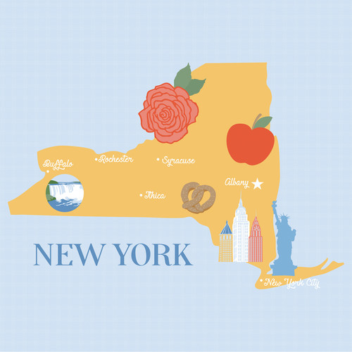 25 Pack - Echo Park Our United States Cardstock 12"X12"-New York - 5A003HYV-1HD74