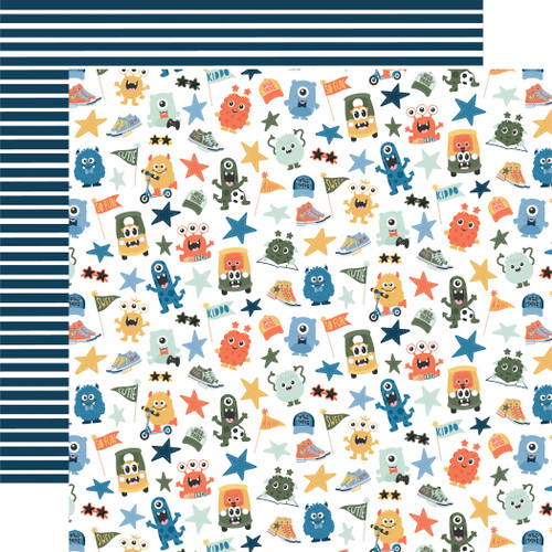25 Pack - Echo Park My Favorite Monster Cardstock 12"X12"-Grrs And Giggles - 5A003J32-1HD78 - 810208640737