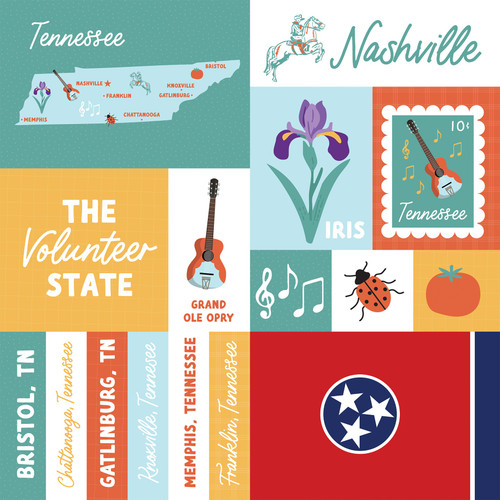 25 Pack - Echo Park Our United States Cardstock 12"X12"-Tennessee - 5A003HYV-1HD57