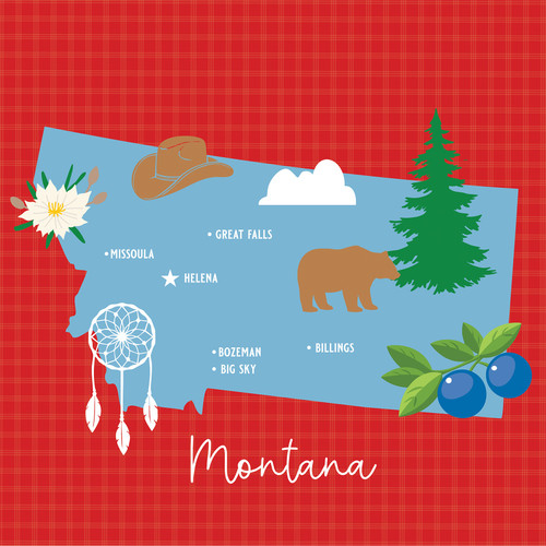 25 Pack - Echo Park Our United States Cardstock 12"X12"-Montana - 5A003HYV-1HD6Z