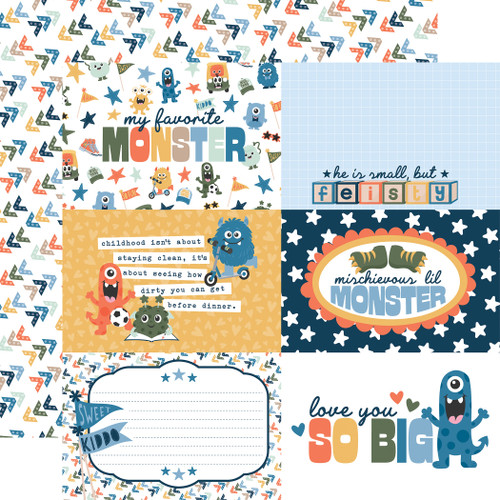 25 Pack - Echo Park My Favorite Monster Cardstock 12"X12"-6x4 Journaling Cards - 5A003J32-1HD7Z - 810208640713