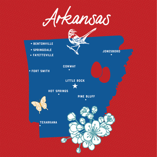 25 Pack - Echo Park Our United States Cardstock 12"X12"-Arkansas - 5A003HYV-1HD8P