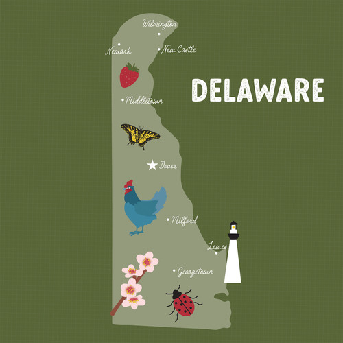 25 Pack - Echo Park Our United States Cardstock 12"X12"-Delaware - 5A003HYV-1HD8R