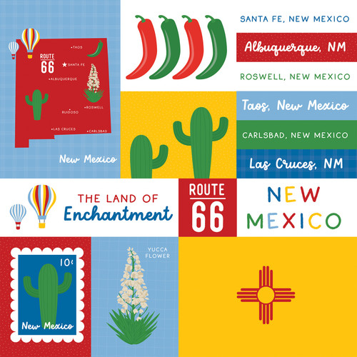 25 Pack - Echo Park Our United States Cardstock 12"X12"-New Mexico - 5A003HYV-1HD8T