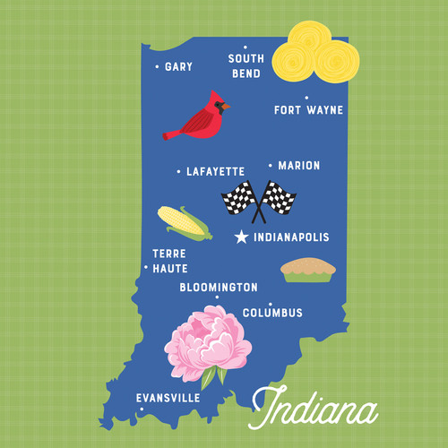 25 Pack - Echo Park Our United States Cardstock 12"X12"-Indiana - 5A003HYV-1HD9F