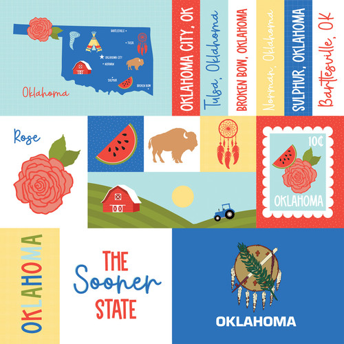 25 Pack - Echo Park Our United States Cardstock 12"X12"-Oklahoma - 5A003HYV-1HD90