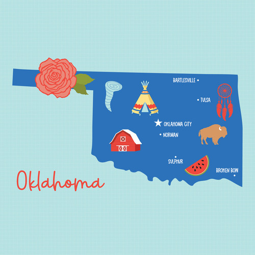 25 Pack - Echo Park Our United States Cardstock 12"X12"-Oklahoma - 5A003HYV-1HD90