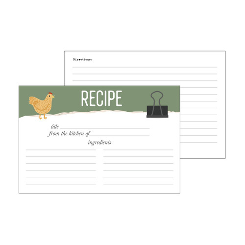 3 Pack - Echo Park Recipe Cards 4"X6"-Chickens - 5A003HY5-1HD3B