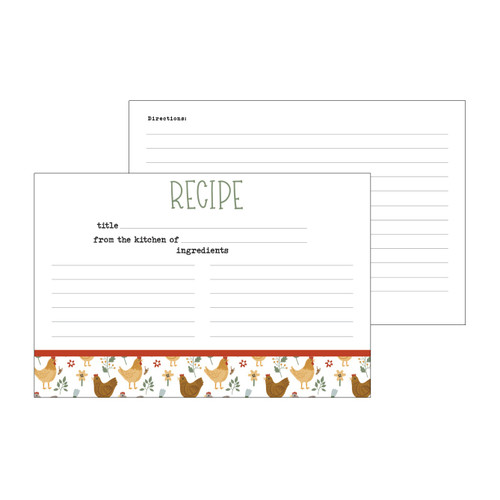 3 Pack - Echo Park Recipe Cards 4"X6"-Chickens - 5A003HY5-1HD3B