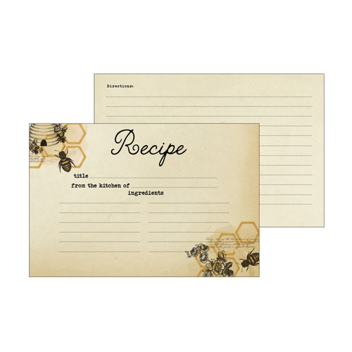 3 Pack - Echo Park Recipe Cards 4"X6"-Honey Bee - 5A003HVK-1HD4D