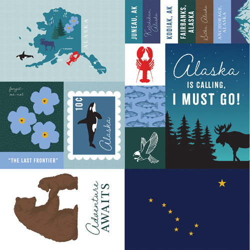 25 Pack - Echo Park Our United States Cardstock 12"X12"-Alaska - 5A003HYV-1HD4J
