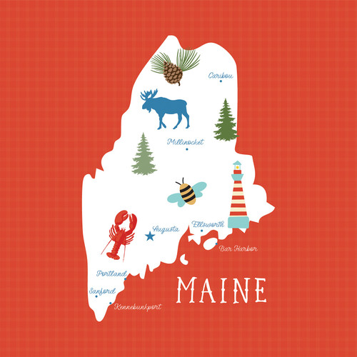 25 Pack - Echo Park Our United States Cardstock 12"X12"-Maine - 5A003HYV-1HD59