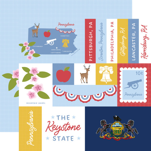 25 Pack - Echo Park Our United States Cardstock 12"X12"-Pennsylvania - 5A003HYV-1HD5L - 810208641598