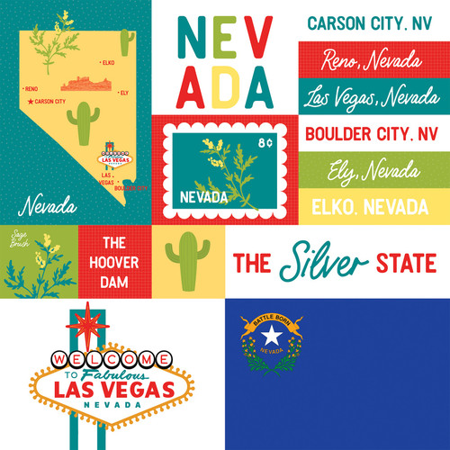 25 Pack - Echo Park Our United States Cardstock 12"X12"-Nevada - 5A003HYV-1HD6B