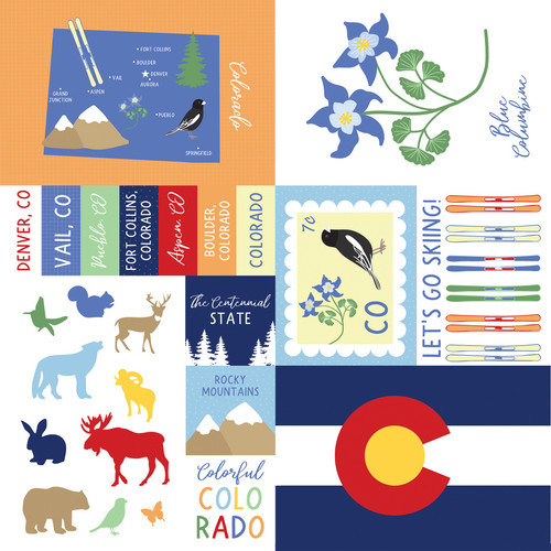 25 Pack - Echo Park Our United States Cardstock 12"X12"-Colorado - 5A003HYV-1HD6K