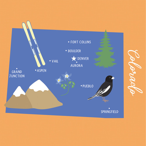 25 Pack - Echo Park Our United States Cardstock 12"X12"-Colorado - 5A003HYV-1HD6K