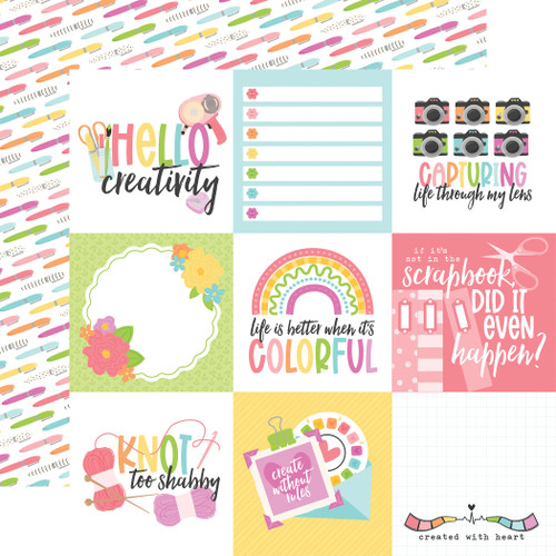 25 Pack - Echo Park Craft Room Cardstock 12"X12"-4x4 Journaling Cards - 5A003HRL-1HCYZ - 810208642915