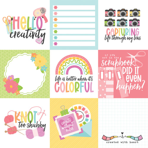 25 Pack - Echo Park Craft Room Cardstock 12"X12"-4x4 Journaling Cards - 5A003HRL-1HCYZ