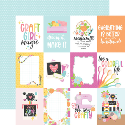 25 Pack - Echo Park Craft Room Cardstock 12"X12"-3x4 Journaling Cards - 5A003HRL-1HCZG - 810208642823