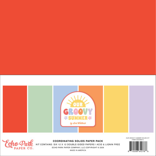 3 Pack - Echo Park Solids Kit 12"X12"-Our Groovy Summer - 5A003HTC-1HD05 - 810208642786