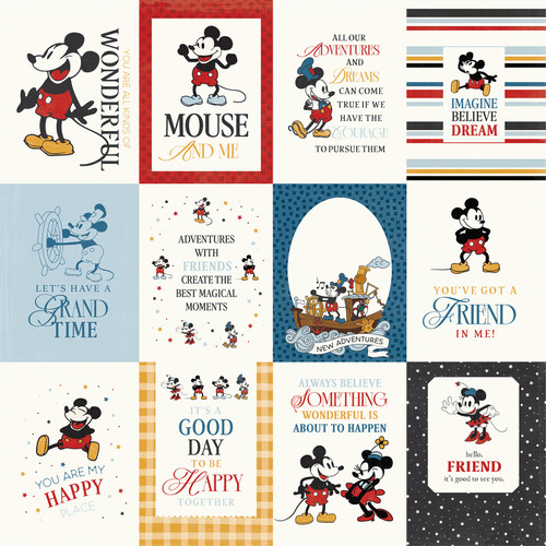 25 Pack - Echo Park Mouse and Me Cardstock 12"X12"-3x4 Journaling Cards - 5A003HS2-1HCVV