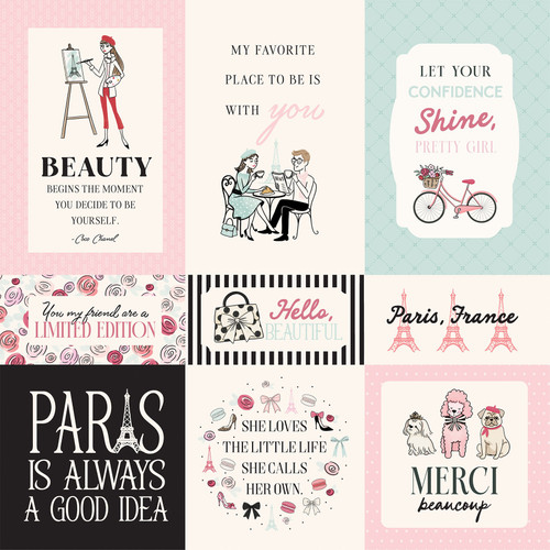 25 Pack - Carta Bella French Girl Cardstock 12"X12"-Paris Journaling Cards - 5A003HR7-1HCWF