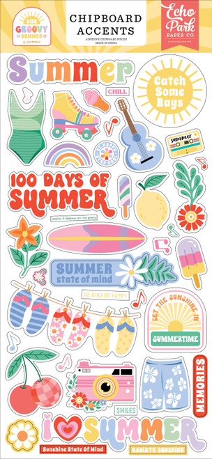 3 Pack - Echo Park Chipboard Accents 6"X13"-Our Groovy Summer - 5A003HWH-1HD12 - 810192599509