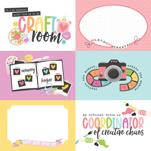 25 Pack - Echo Park Get Crafty Cardstock 12"X12"-6x4 Journaling Cards - 5A003HRL-1HCWP