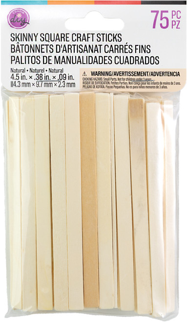 3 Pack - CousinDIY Skinny Square Craft Sticks 75/Pkg-Natural - 5A0039D0-1H8JF - 191648187120