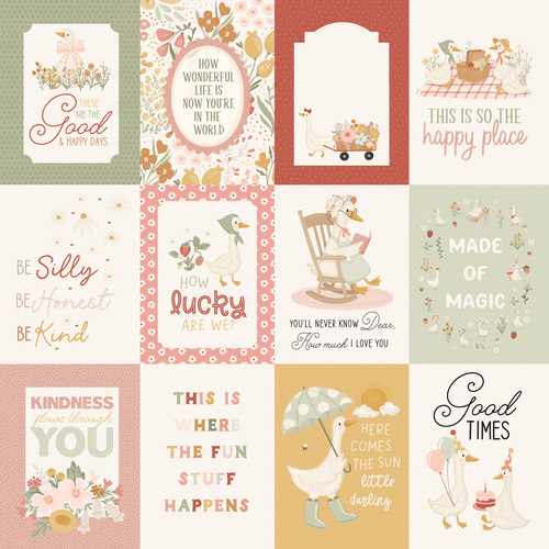 25 Pack - Carta Bella Silly Goose Cardstock 12"X12"-3x4 Journaling Cards - 5A003HMM-1HCWZ