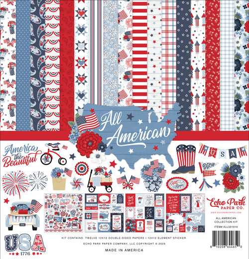 Echo Park Collection Kit 12"X12"-All American - 5A003J15-1HD6S - 810208644650