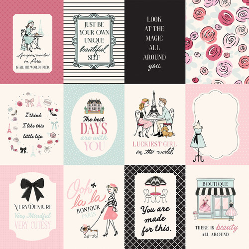 25 Pack - Carta Bella French Girl Cardstock 12"X12"-3x4 Journaling Cards - 5A003HR7-1HCYG