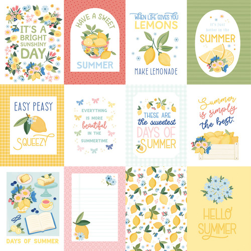 25 Pack - Carta Bella Lemonade Cardstock 12"X12"-3x4 Journaling Cards - 5A003HW9-1HD1Y