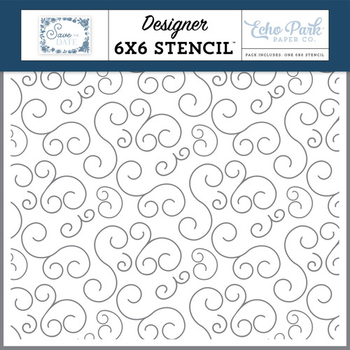 Echo Park Save The Date Stencil 6"X6"-Save The Date Swirls Stencil - 5A003J2K-1HD85 - 810208645862