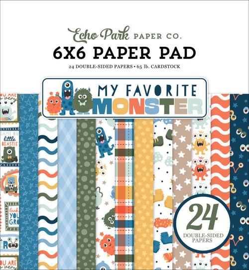 Echo Park Double-Sided Paper Pad 6"X6"-My Favorite Monster - 5A003HZ3-1HD7W - 810208640850